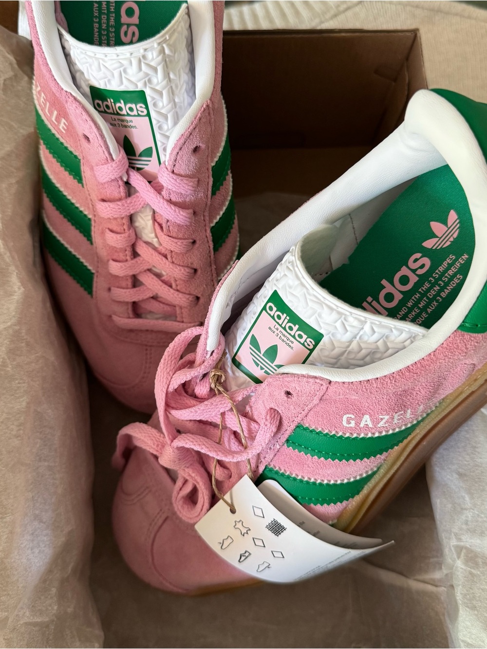 adidas Gazelle Pink and Green Suede Women's Sneakers
